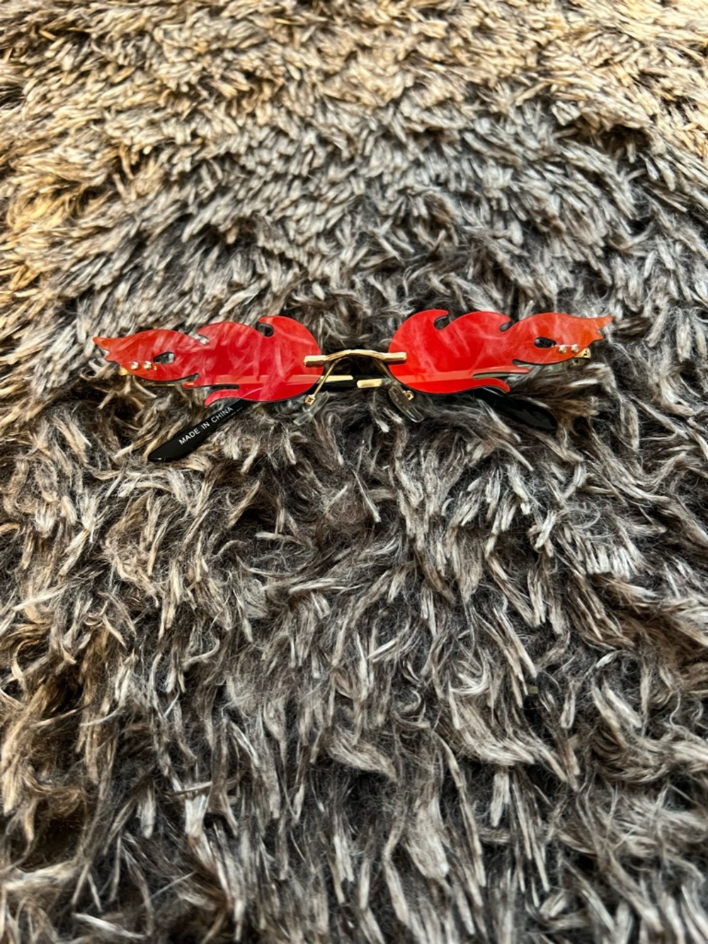 Zumiez Red Flame Reflective Rimless Sunglasses